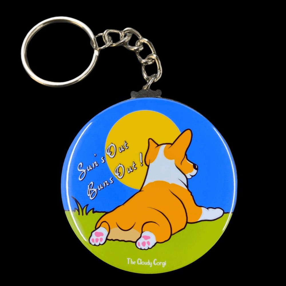 Welsh Corgi Dog Sunbathing Keychain Accessories
